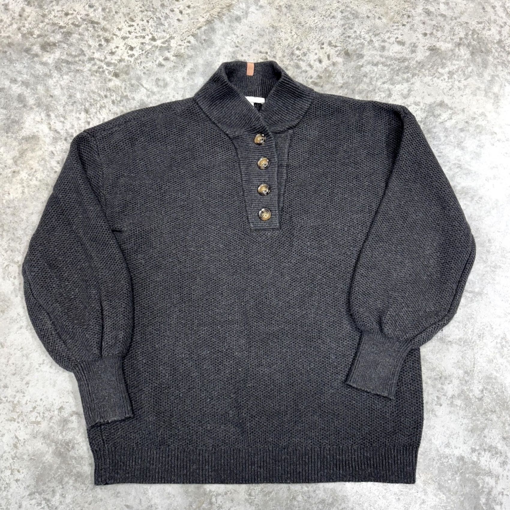 Lunya Lunya Sweater Womens XS/S Gray Oversized Henley Mock Neck Balloon Sleeve Knit Size XS / US 0-2 / IT 36-38 - 2 Thumbnail