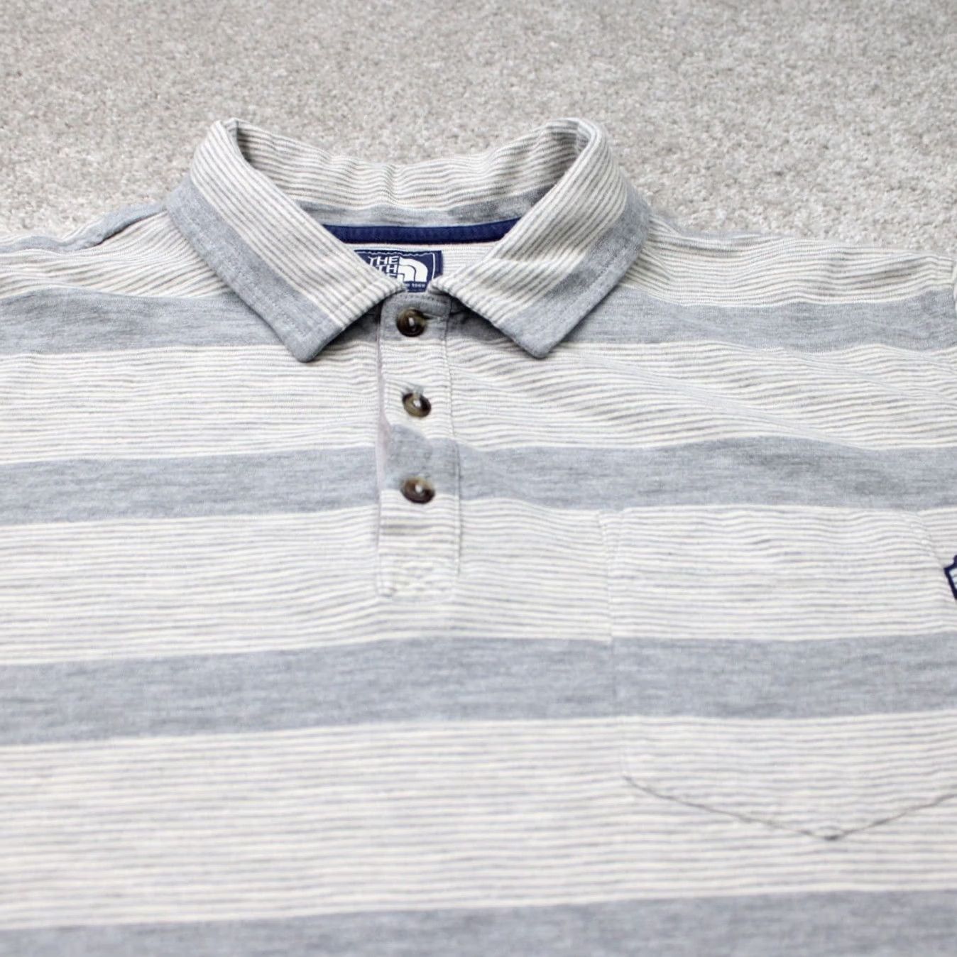The North Face The North Face Polo Shirt Mens XL Gray/Blue Striped 100% Cotton Short Sleeve TNF Size US XL / EU 56 / 4 - 4 Thumbnail