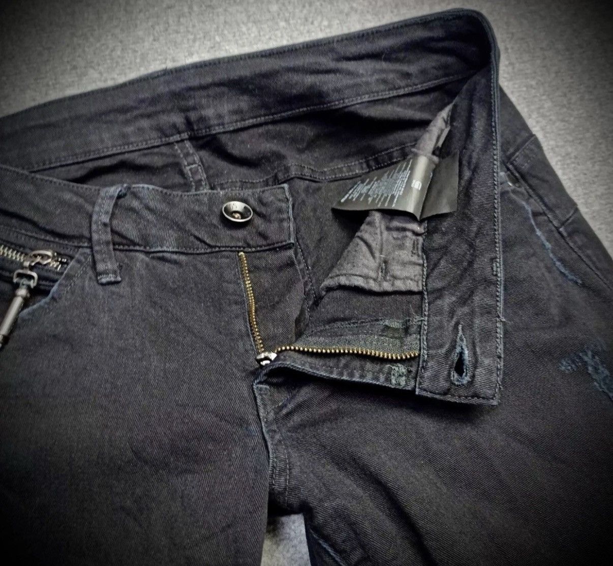 G-Star × Pharrell G-Star Raw Midge Sculpted LW Skinny Biker Jeans Blue & Black Size 31" - 4 Thumbnail