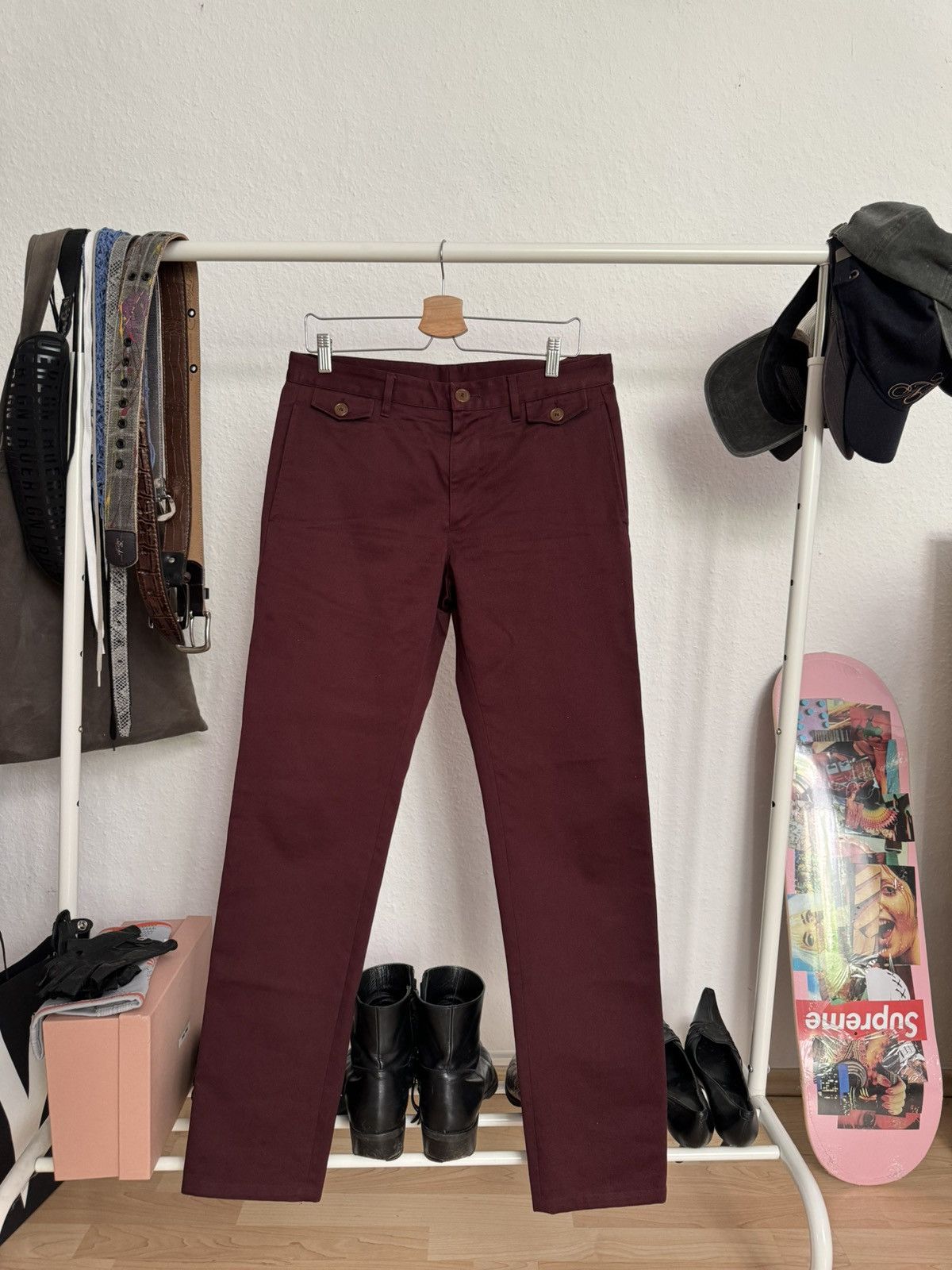 image of Vivienne Westwood Pants In Burgundy, Men's (Size 34)