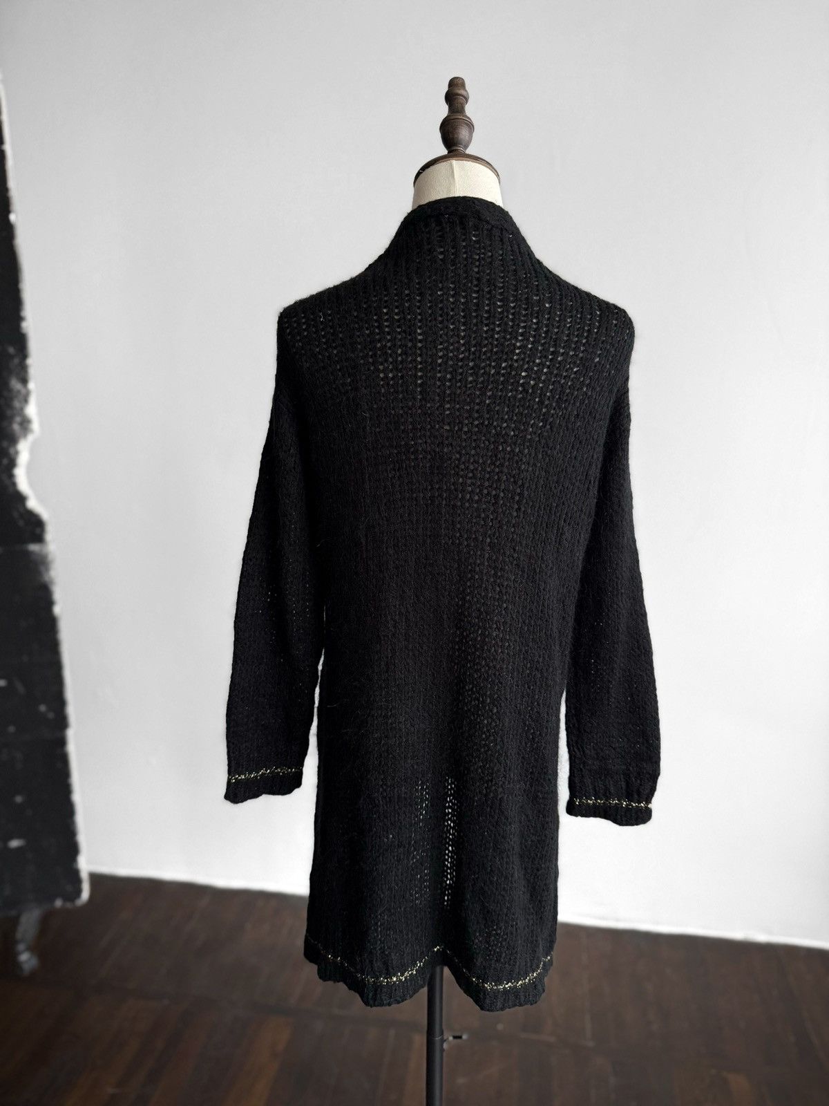 Other La Fee Maraboutee Womens Black Long Open Front Knit Cardigan Size S / US 4 / IT 40 - 2 Thumbnail