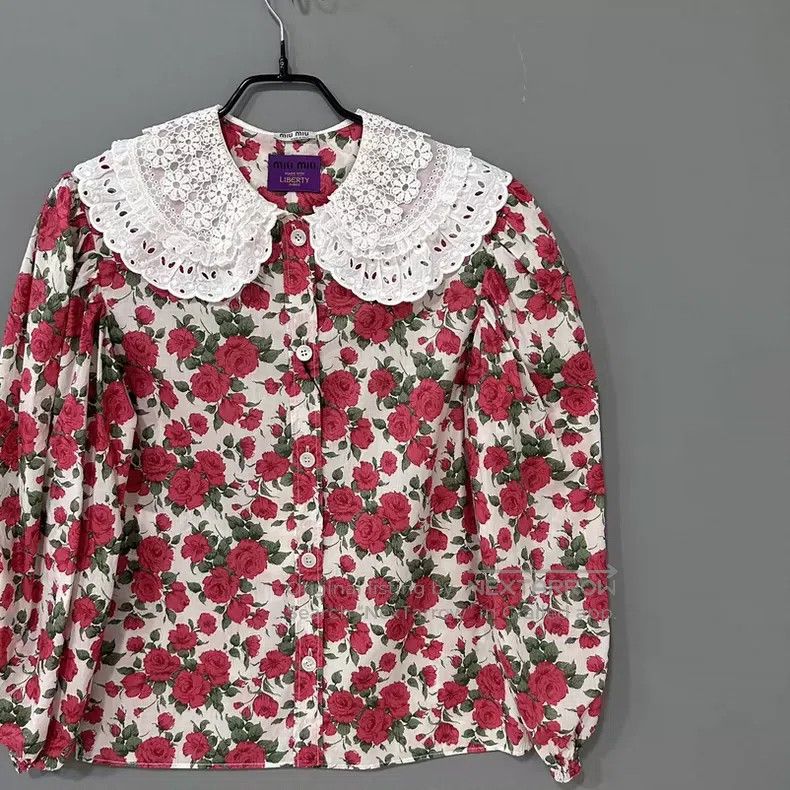 Other Miu Miu 40 Rose flower doll collar shirt Size M / US 6-8 / IT 42-44 - 3 Thumbnail
