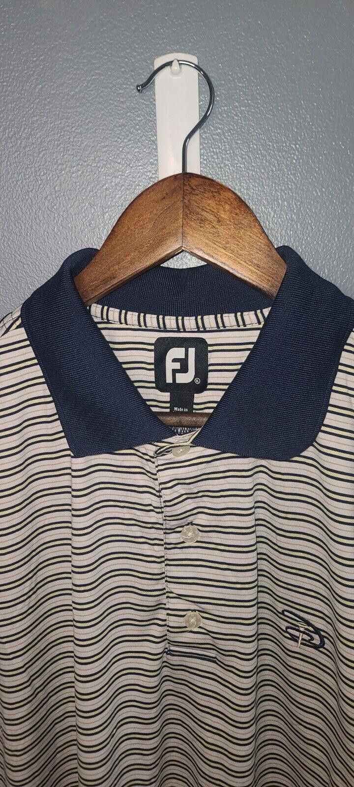 Designer FJ FOOTJOY Men's Golf Polo Shirt XL White Blue Striped Size US XL / EU 56 / 4 - 3 Thumbnail