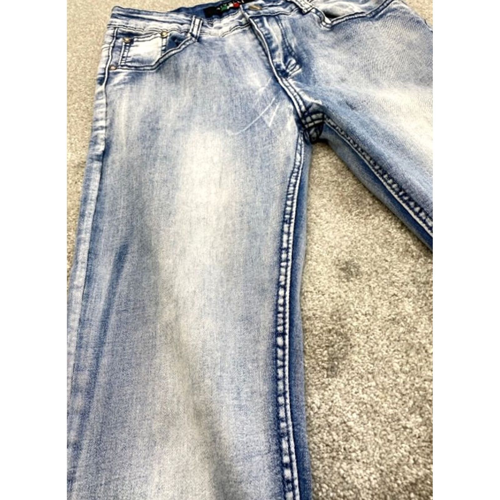 Denime Rivelli Jeans 32x32 Blue Denim Straight Slim 5808 Jeans Mens Regular 5-Pocket Stretch Cotton Polyester Spandex N/A Size US 32 / EU 48 - 4 Thumbnail