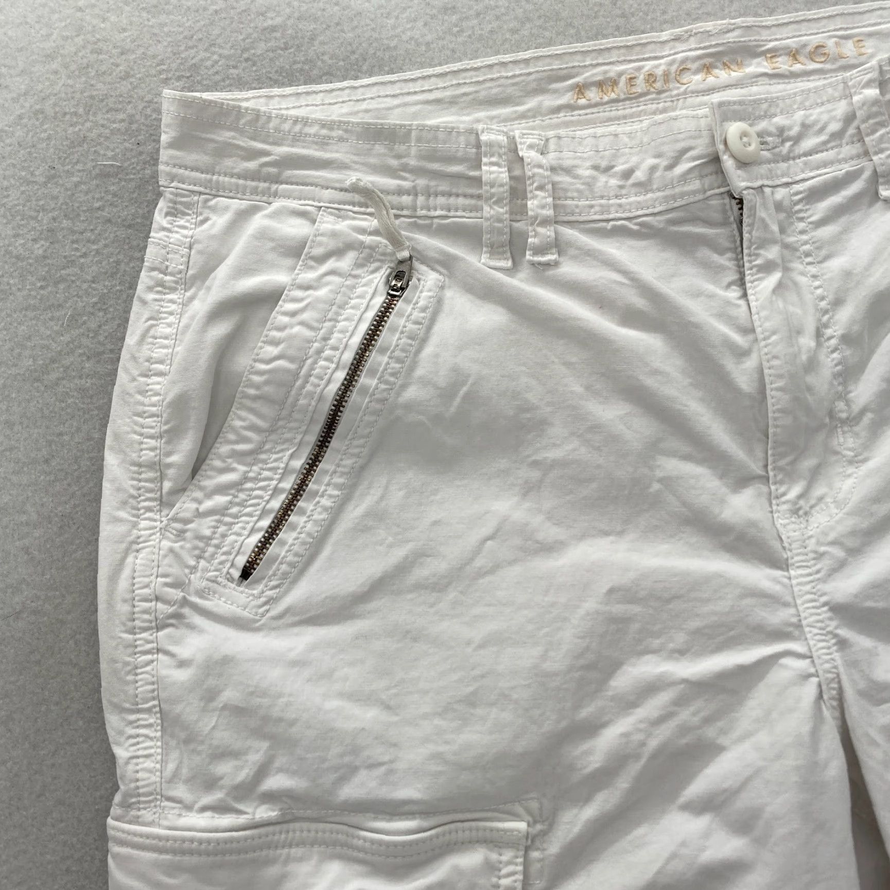 American Eagle Outfitters American Eagle Outfitters Pants Women's 14 White Low Rise Baggy Flare Ankle Zip Boho Chino Size 14 White Stretch Size 25" / US 0 / IT 36 - 5 Thumbnail
