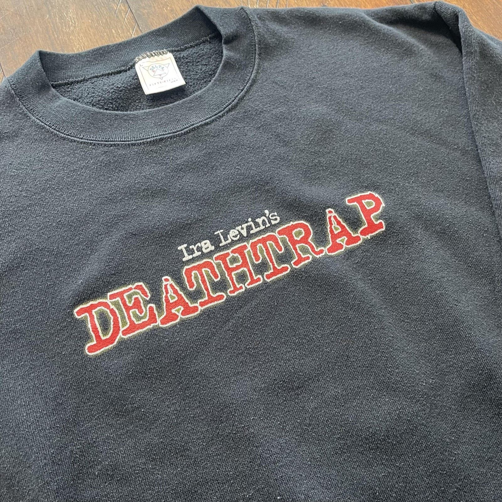 Delta Vtg Deathtrap Sweatshirt L Black Crewneck USA Ira Levin 90s Size US L / EU 52-54 / 3 - 5 Thumbnail