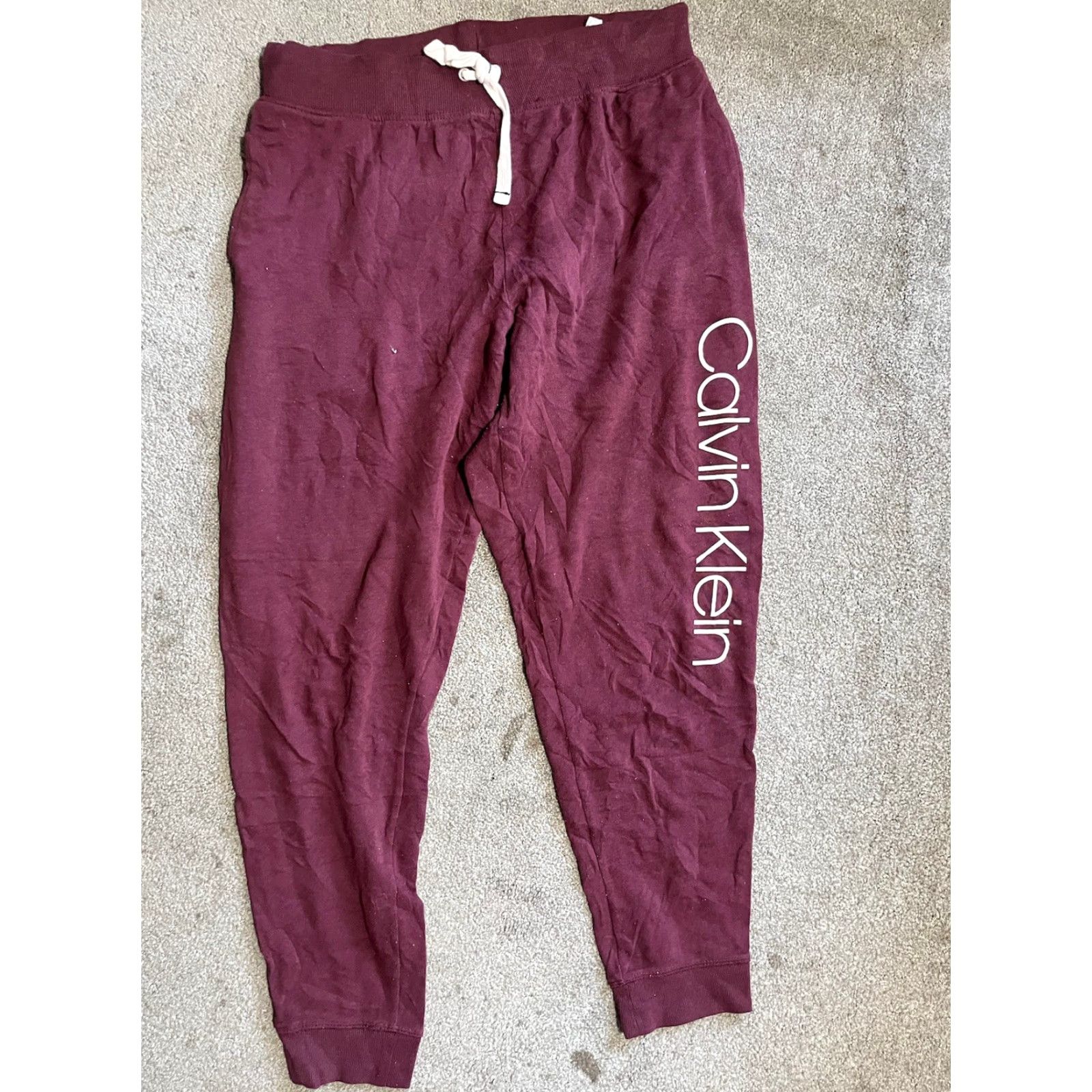 Calvin Klein Calvin Klein Sweatpants; Medium Lounge Maroon Logo Women CK Logo Sleepwear Pants Size 32" / US 10 / IT 46 - 2 Thumbnail