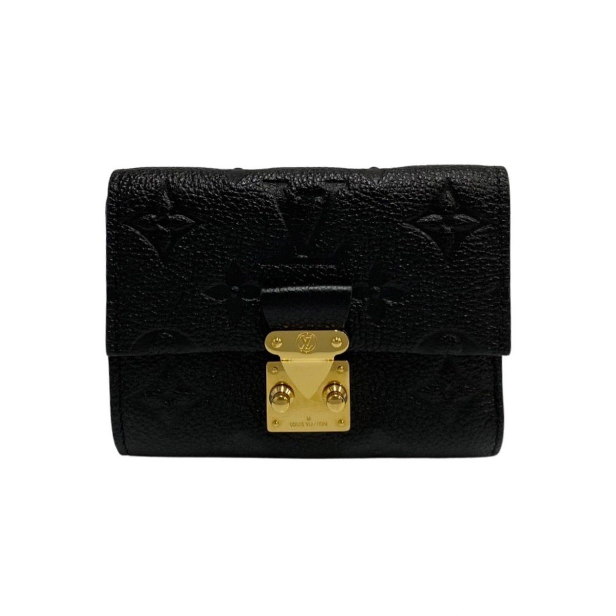image of Louis Vuitton Portefeuille Metis Compact Monogram Empreinte Leather Bifold Wallet in Black, Women's