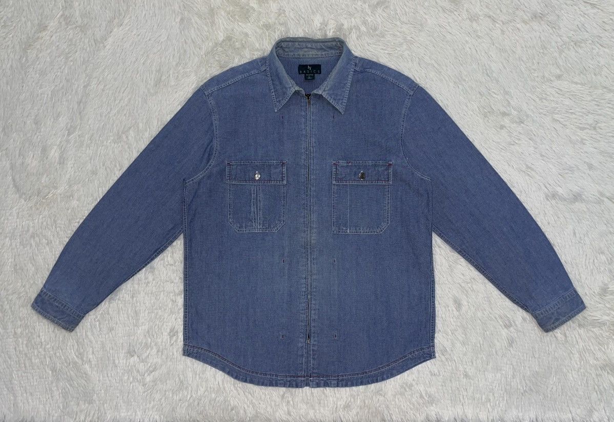 Issey Miyake Iy Basics Zip Up Denim Shirt Inspired by Issey Miayke Size US L / EU 52-54 / 3 - 1 Thumbnail