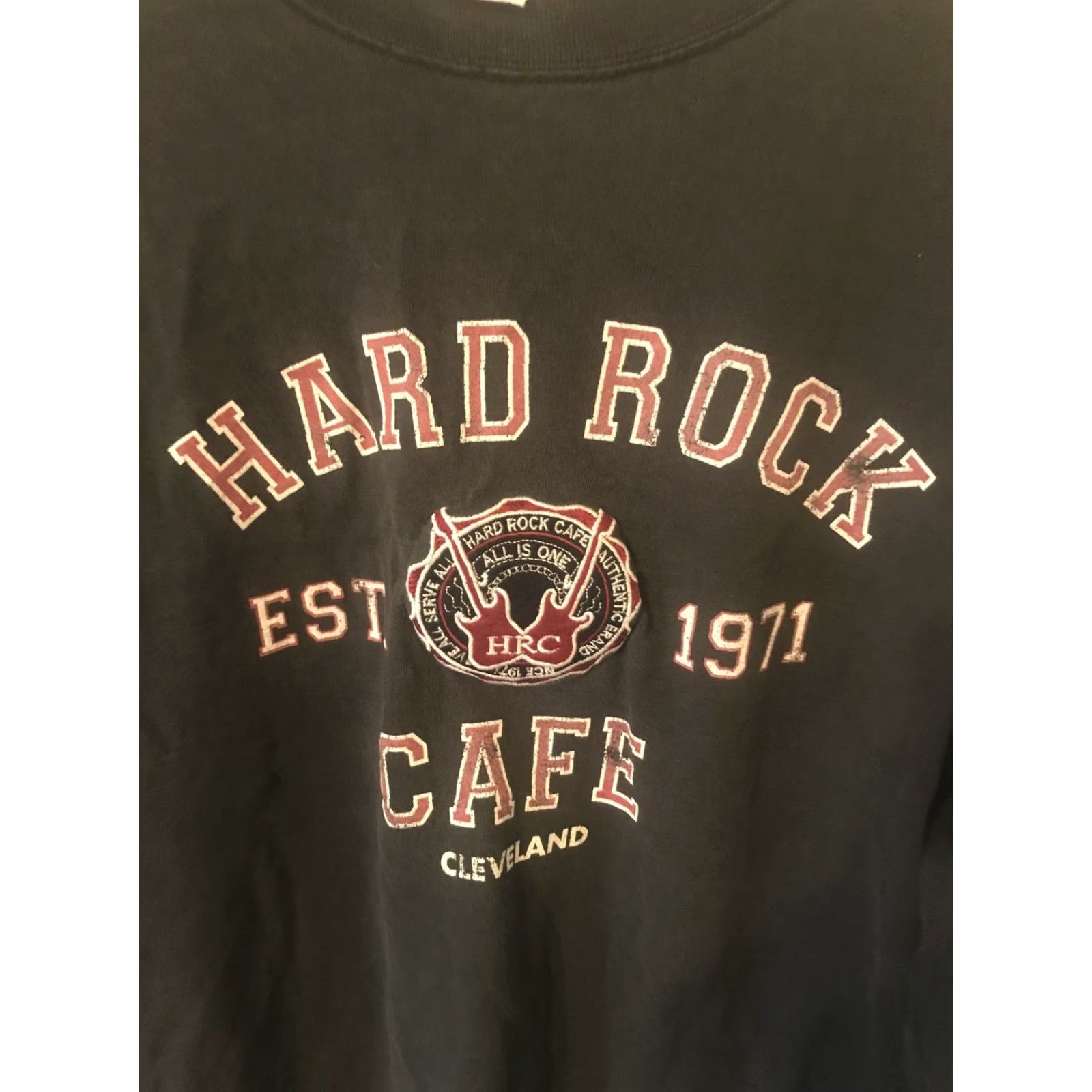 Hard Rock Cafe VINTAGE Cleveland Hard Rock Cafe Long Sleeve Shirt XL Charcoal Gray Unisex Adults Music Patch Rock 90s? Size XL / US 12-14 / IT 48-50 - 2 Thumbnail