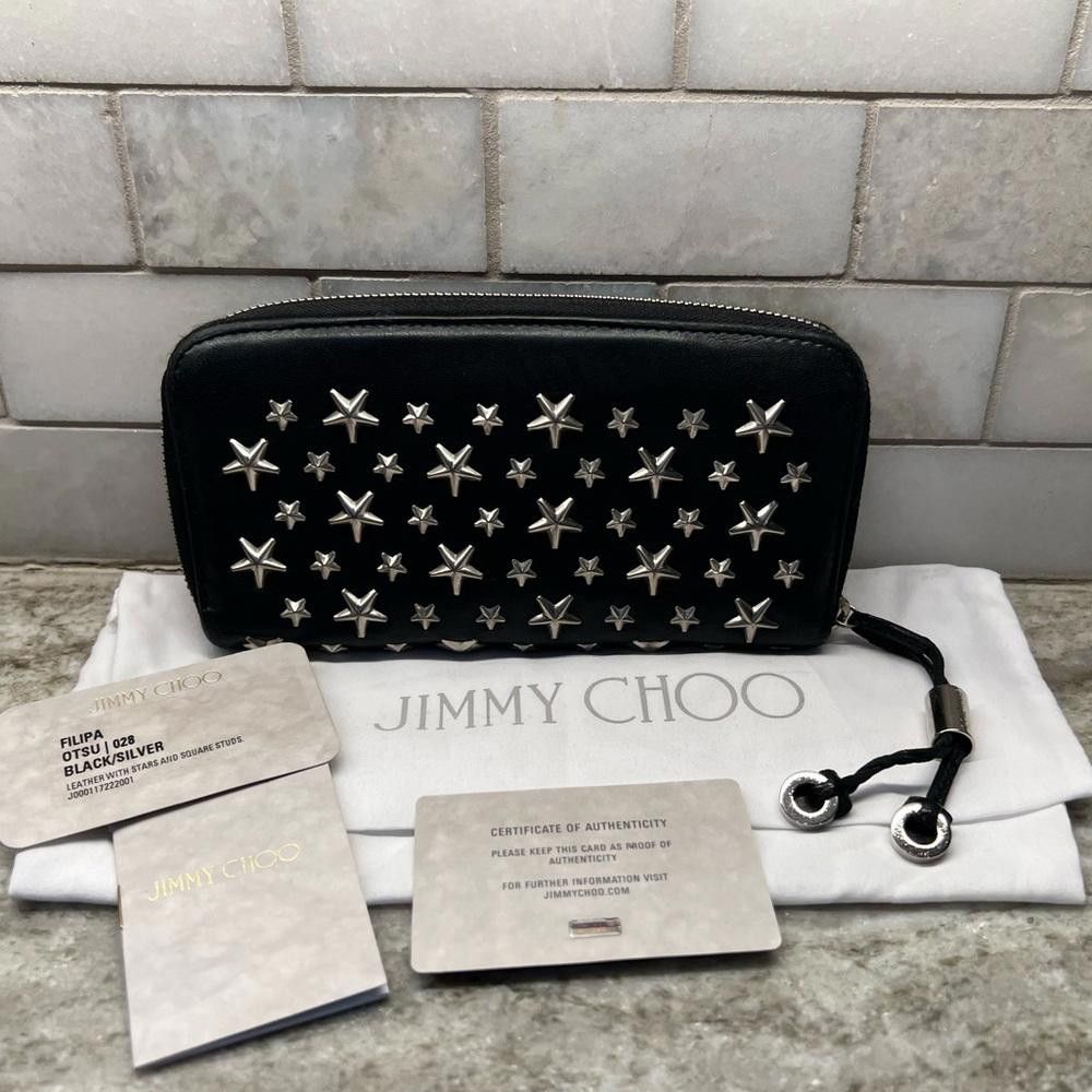 Jimmy Choo JIMMY CHOO Black Star Studded Filipa Wallet Size ONE SIZE - 1 Thumbnail