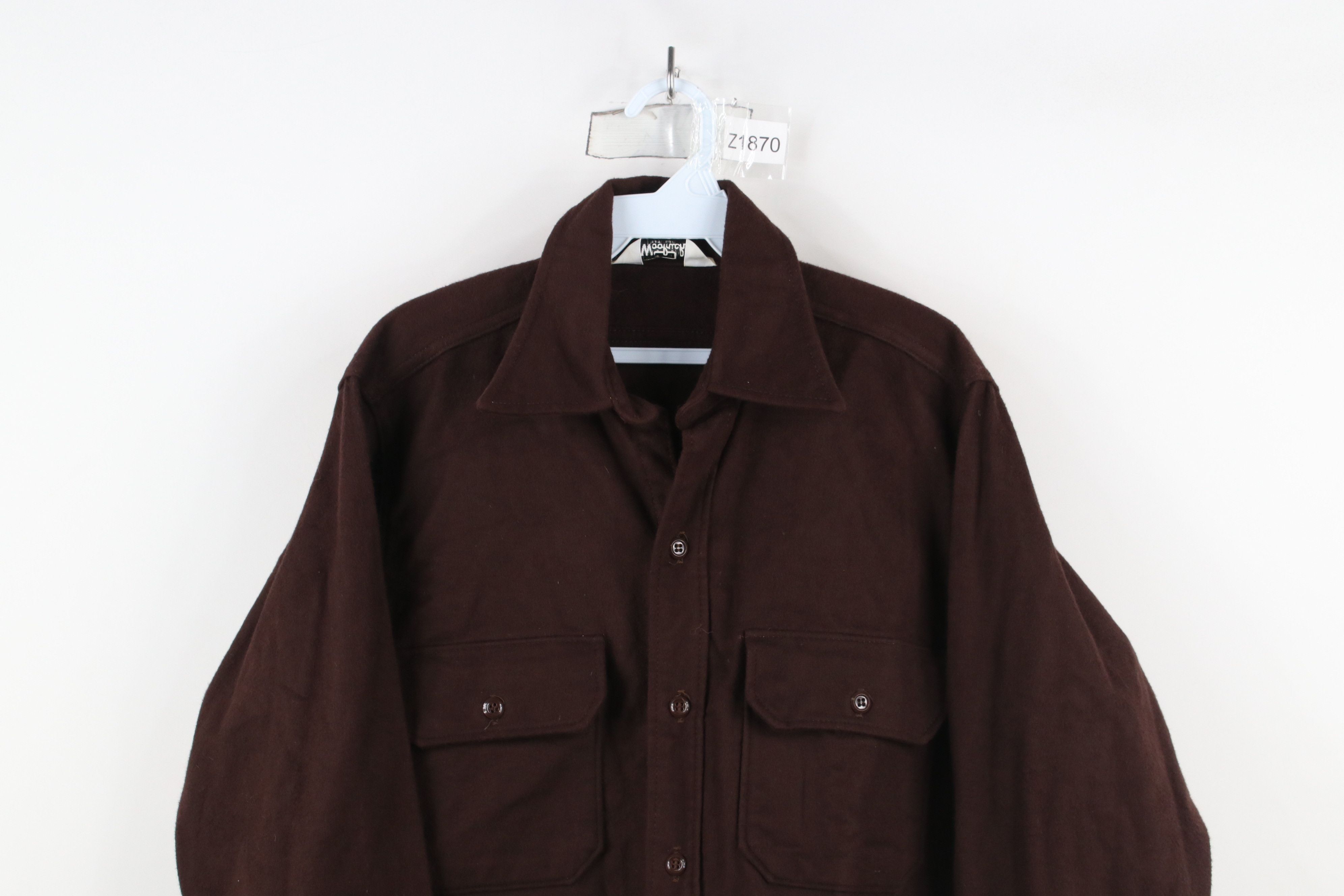 Vintage × Woolrich Woolen Mills Vintage 60s 70s Woolrich Chamois Cloth Buton Shirt Brown USA Size US M / EU 48-50 / 2 - 2 Thumbnail