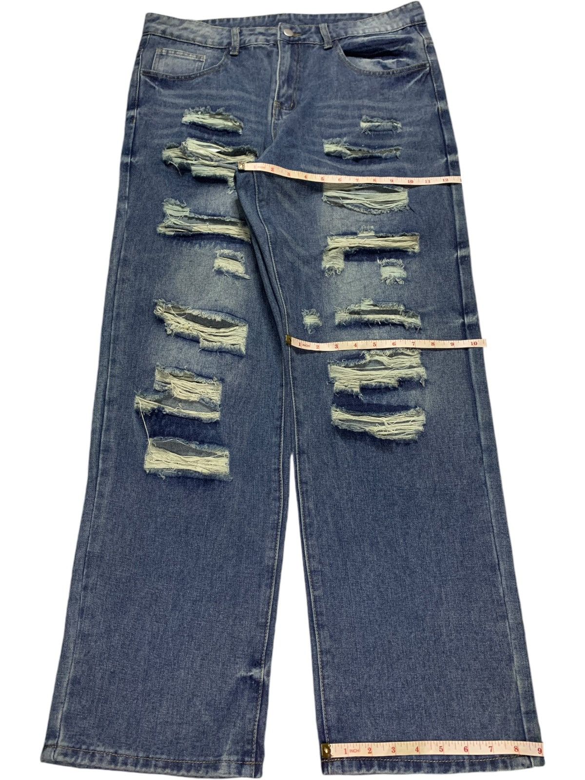 Japanese Brand SALES🔥Vintage Japanese Brand Blue Wash Ripped Baggy Jeans Size US 36 / EU 52 - 16 Thumbnail