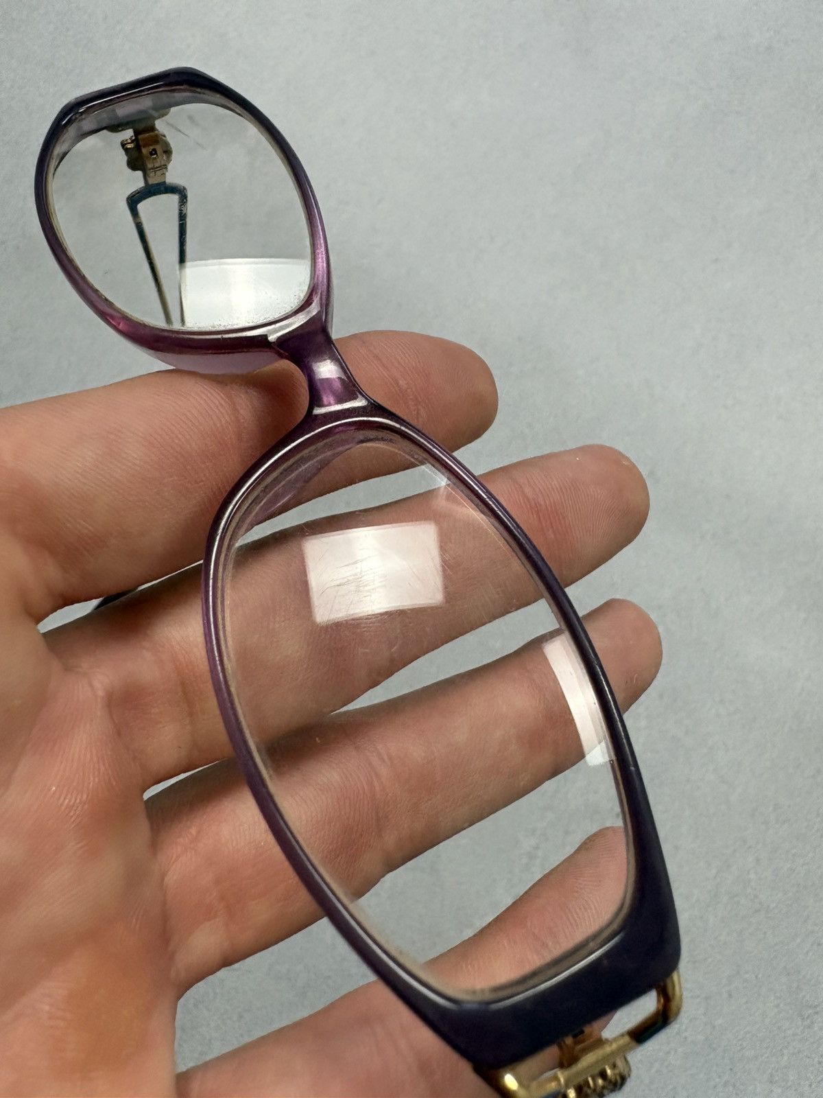 Versace Archive 90s Versace Medusa Purple Rectangular Glasses Italy Size ONE SIZE - 9 Thumbnail