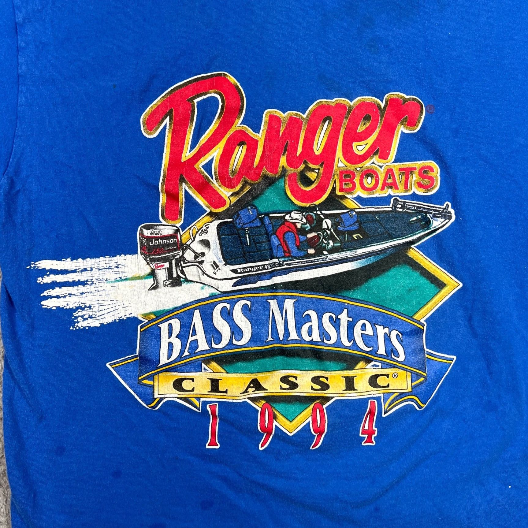 Hanes VINTAGE Ranger Boats Bass Masters Classic Tee Main Selling Point Short Sleeve M Hanes Blue 1990s Fishing Mens Size US M / EU 48-50 / 2 - 5 Thumbnail