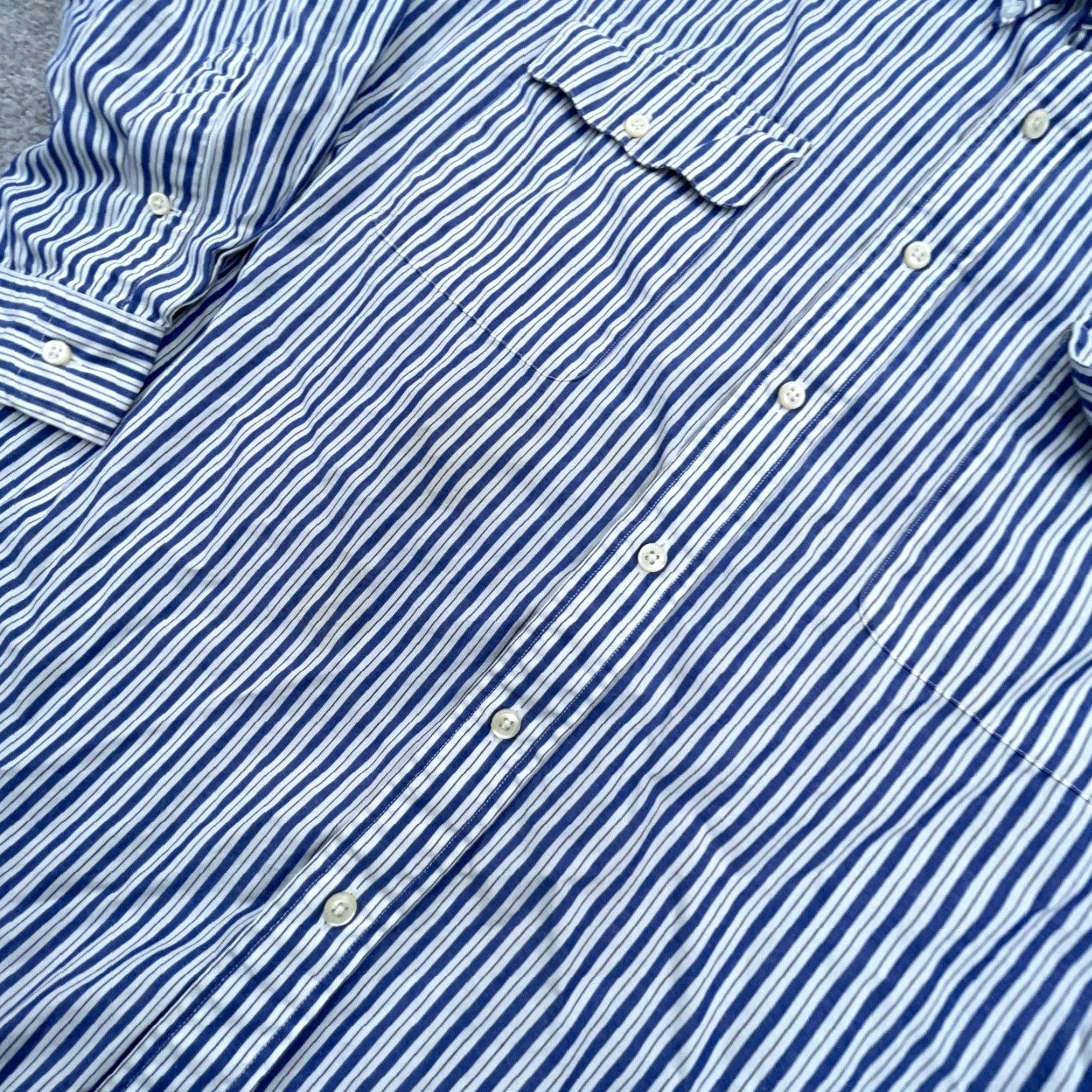 Ralph Lauren Ralph Lauren Shirt Button-Up Striped Blue White Long Sleeve L Men Regular Fit Adult Large Size 42R - 4 Thumbnail