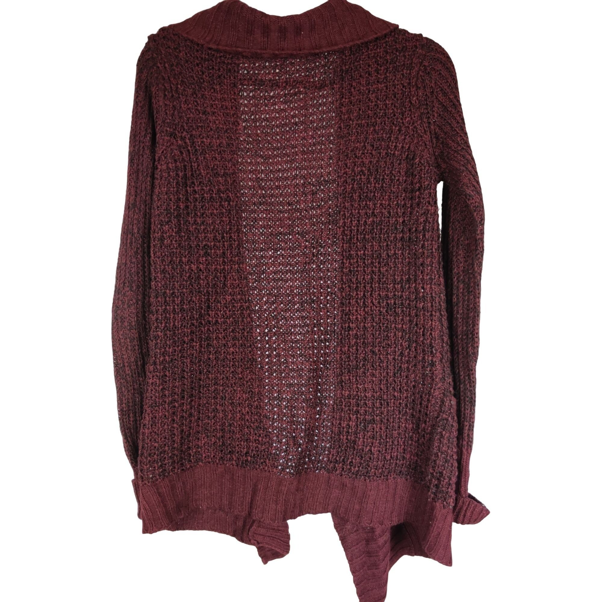 Other RD Style S Open Front Marled Burgundy Knit Cardigan Pockets Size S / US 4 / IT 40 - 2 Thumbnail