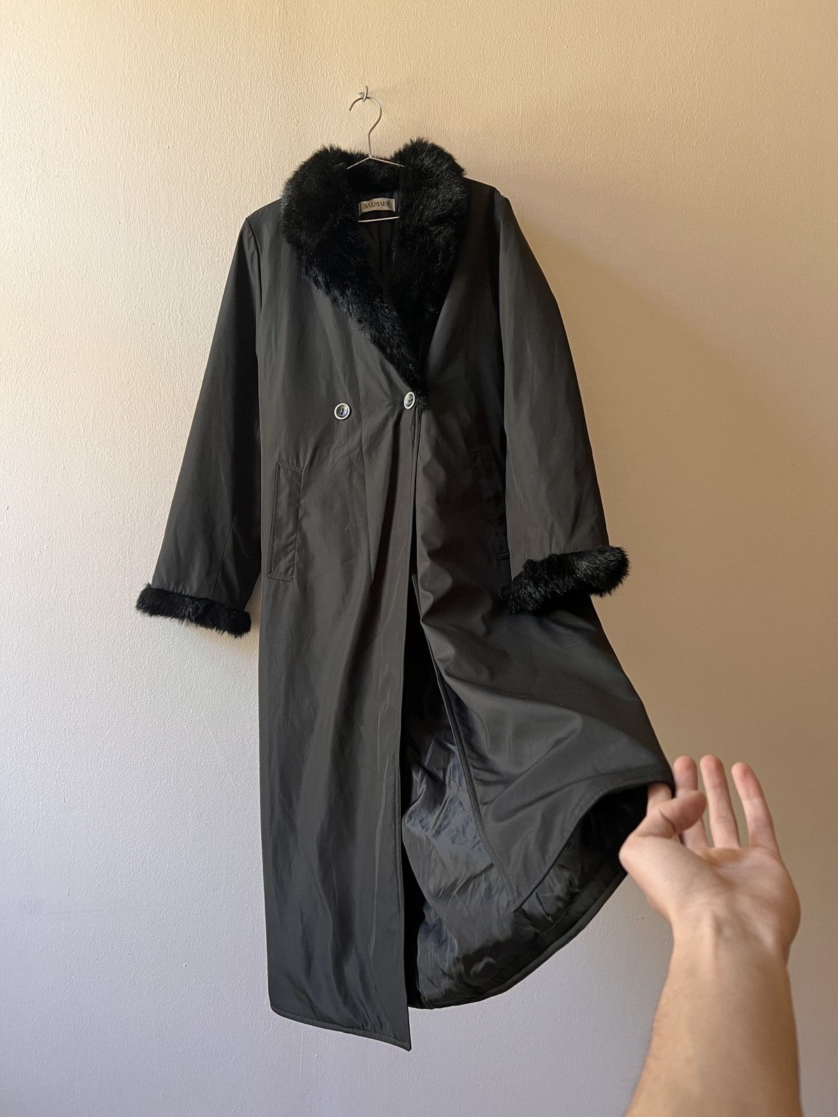Balmain Vintage Balmain Black Fur Trench Coat Size S / US 4 / IT 40 - 3 Thumbnail