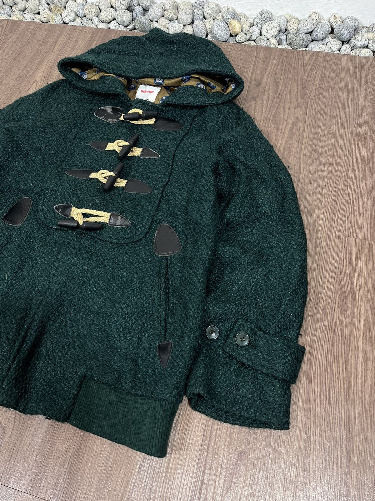 Issey Miyake × Ne-Net Ne-Net Green Wool Duffle Coat Size US L / EU 52-54 / 3 - 4 Thumbnail