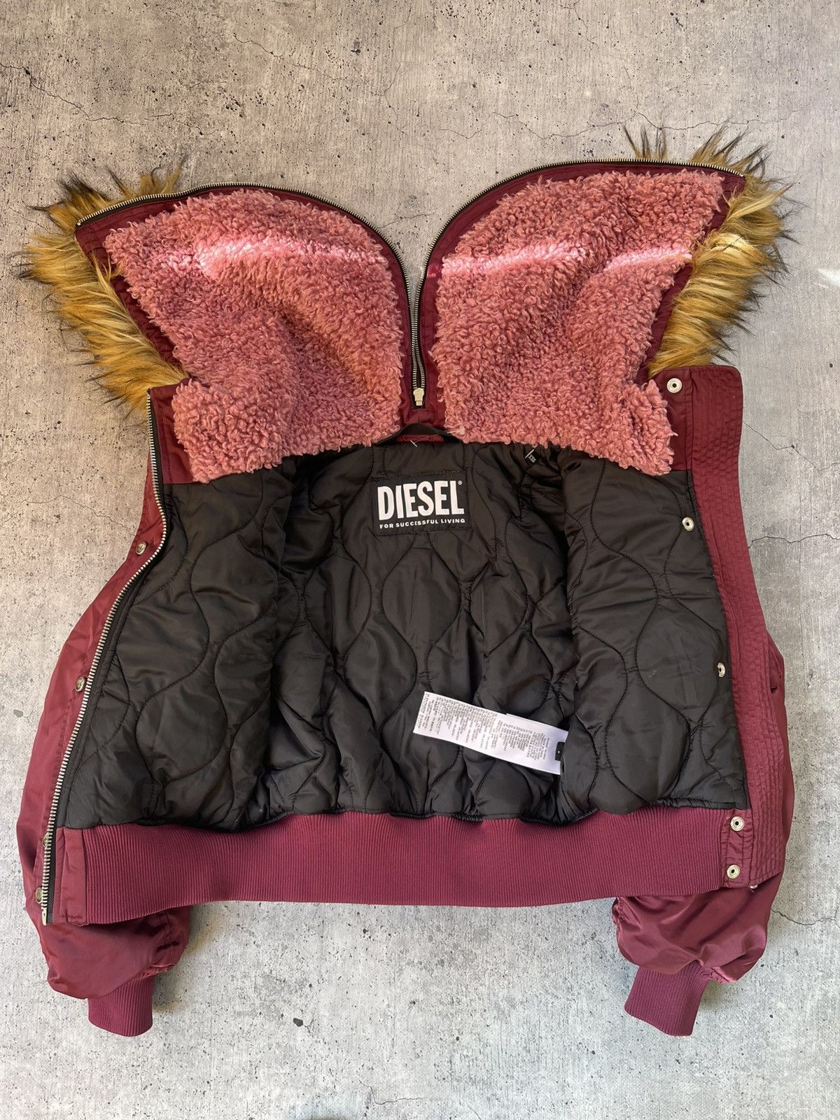 Diesel × Japanese Brand Diesel Rick Owens Style Puffer Bomber Jacket Fur Hood Size US XXS / EU 40 - 10 Thumbnail