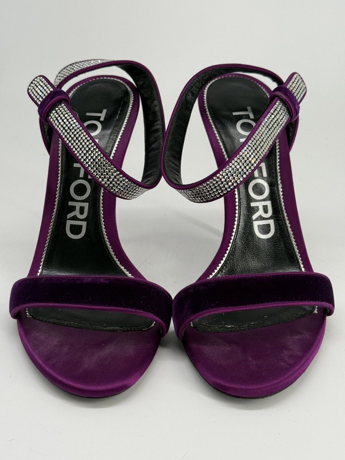 Tom Ford Tom Ford Purple Velvet Crystal Embellished Sandals size 39 Size US 8.5 / IT 38.5 - 1 Thumbnail