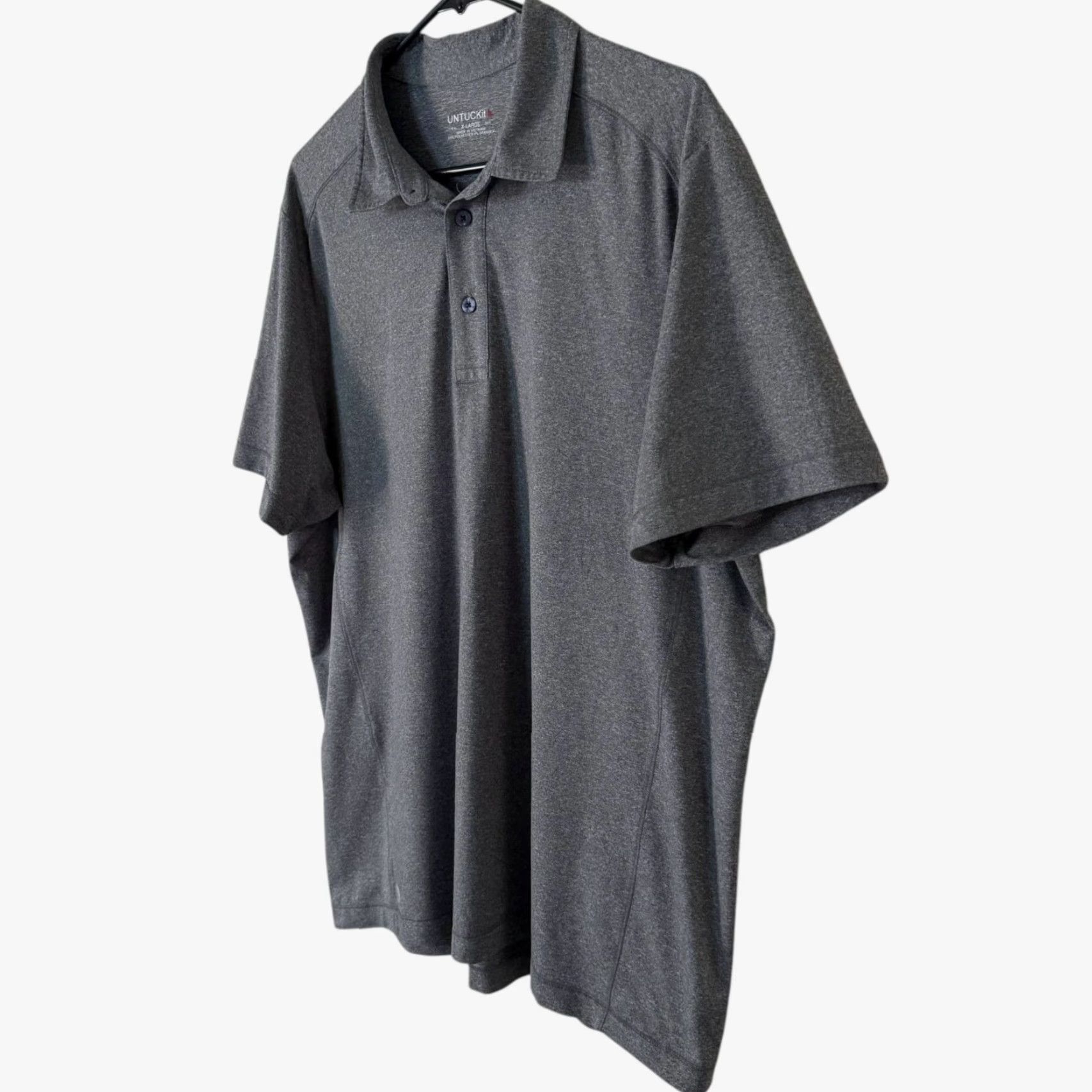 UNTUCKit UNTUCKit Performance Stretch Short-Sleeve Polo Shirt Gray Men's XL Golf Casual Shirt Size US XL / EU 56 / 4 - 2 Thumbnail