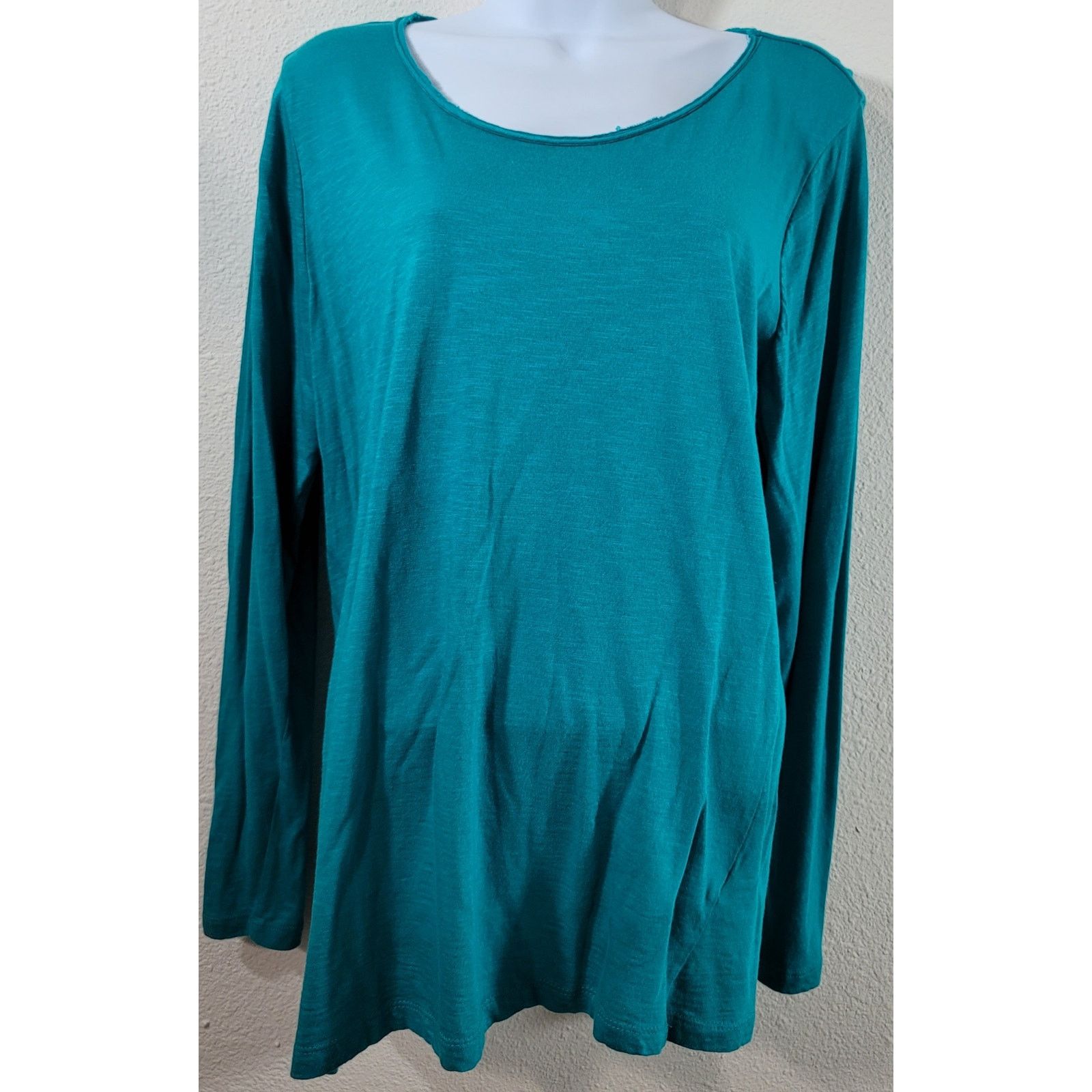 Other Cato Teal Blue Green Rolled Frayed Collar Top 18W 20W Size XXL / US 16-18 / IT 52-54 - 1 Thumbnail