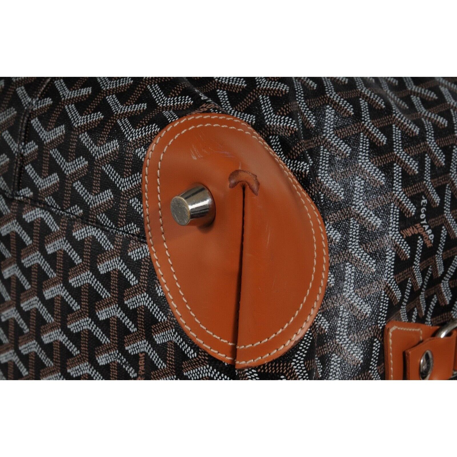 Goyard Boeing 45 Black Brown Leather Duffle Travel Carry On Size ONE SIZE - 17 Thumbnail