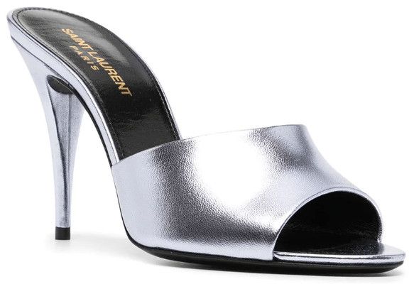 Saint Laurent Paris o1bcso1str1124 La 16 Mules in Silver Size US 9.5 / IT 39.5 - 4 Thumbnail