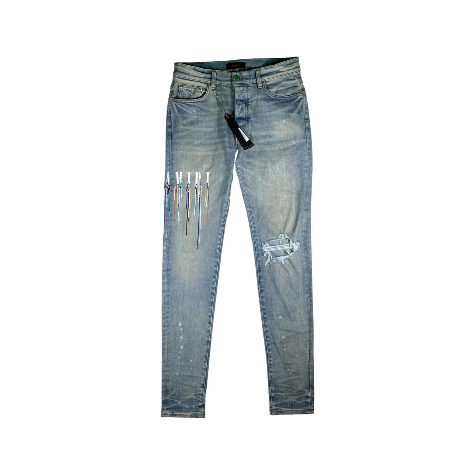 Amiri Amiri Paint Drip Light Wash Jeans Size US 33 - 1 Thumbnail