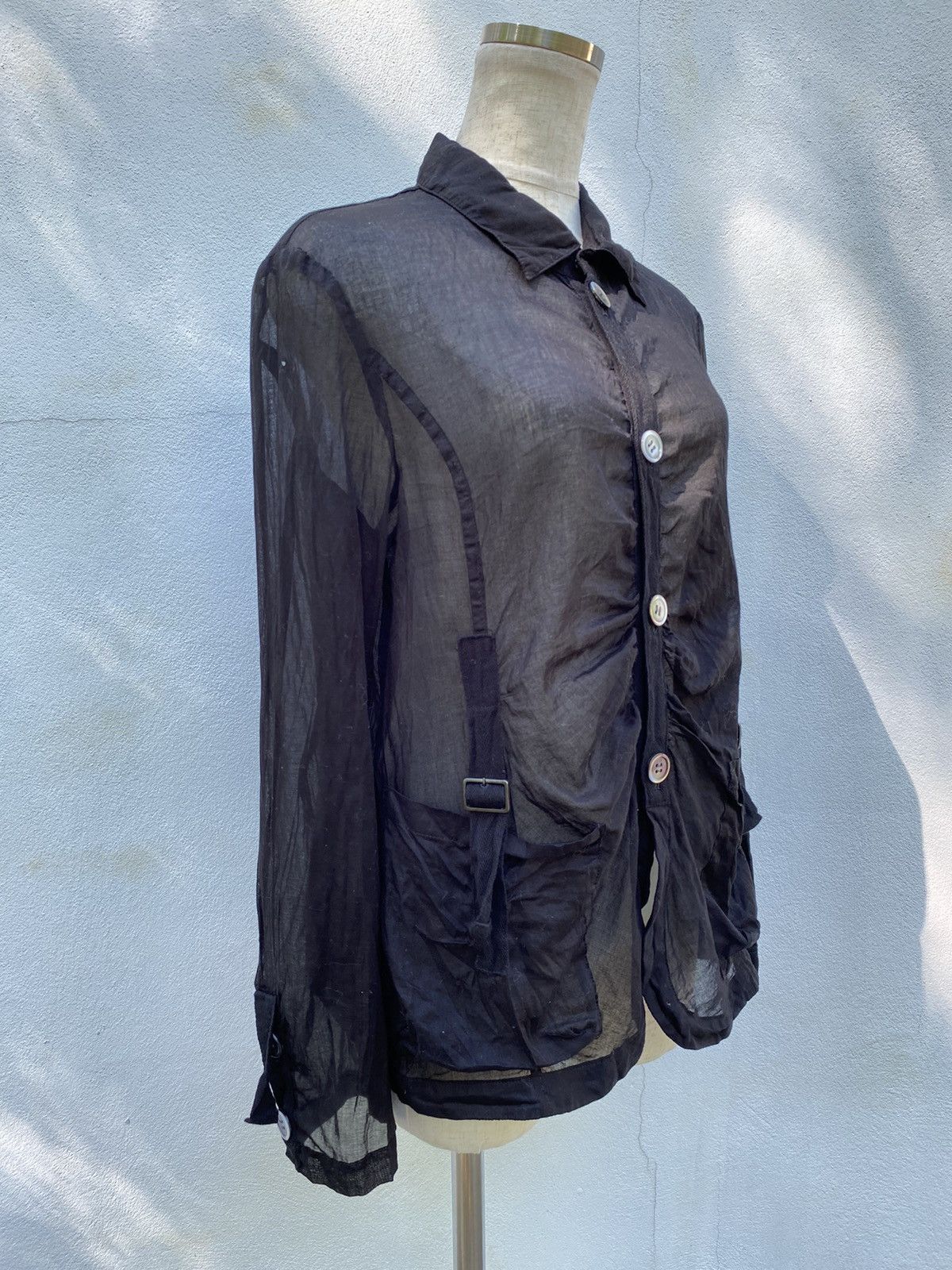 Sunao Kuwahara SUNAO KUWAHARA Black Silk Long-Sleeve Shirt Size M / US 6-8 / IT 42-44 - 3 Thumbnail