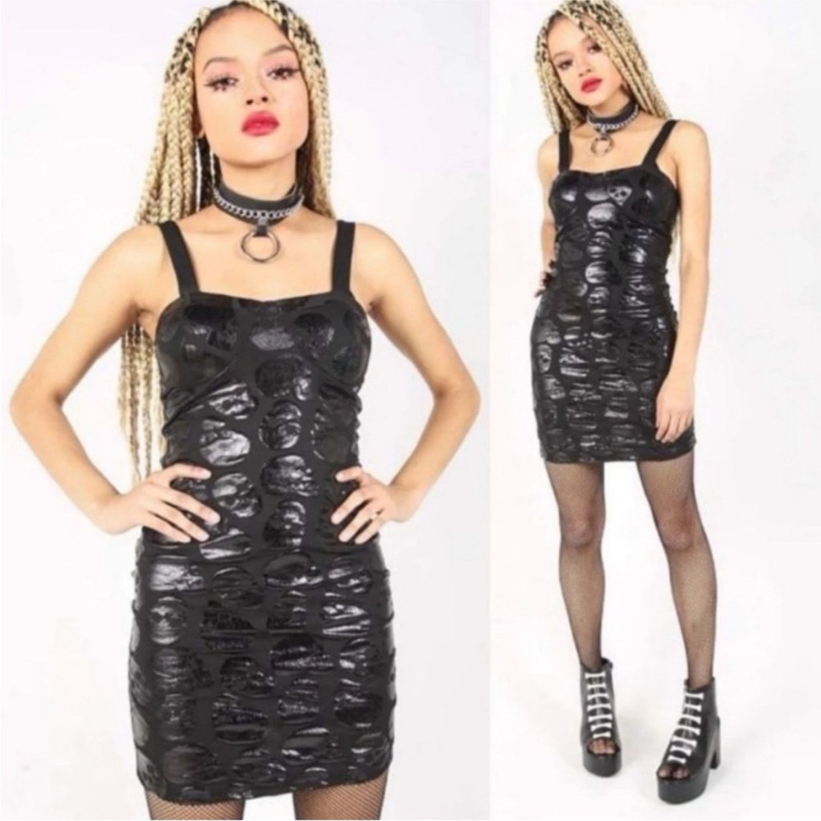 Iron Fist New! Iron Fist Skullz Club Black Mini Dress Bustier Bodycon Size M / US 6-8 / IT 42-44 - 1 Thumbnail