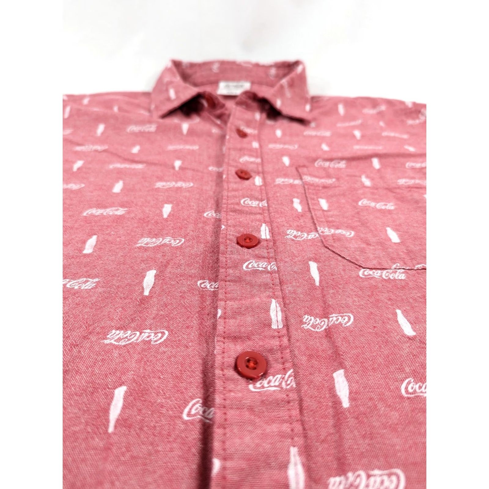 Vintage Coca-Cola Shirt Coca-Cola Bottle Caps Button-Down Short Sleeve Red Shirt Men Small Button-Up Regular Cotton Blend Logo Size US S / EU 44-46 / 1 - 5 Thumbnail