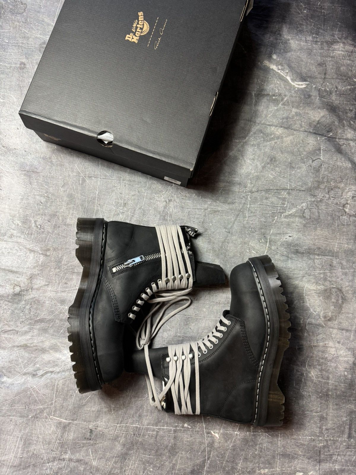 Dr. Martens × Rick Owens Dr. Martens 1460 DRKSHDW Quad Sole Steel Toe Boot Size US 13 / EU 46 - 1 Thumbnail