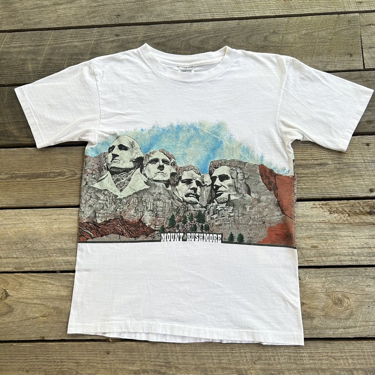 Vintage Vintage Mount Rushmore Nature Tourist Wrap Around T Shirt Size US L / EU 52-54 / 3 - 1 Thumbnail