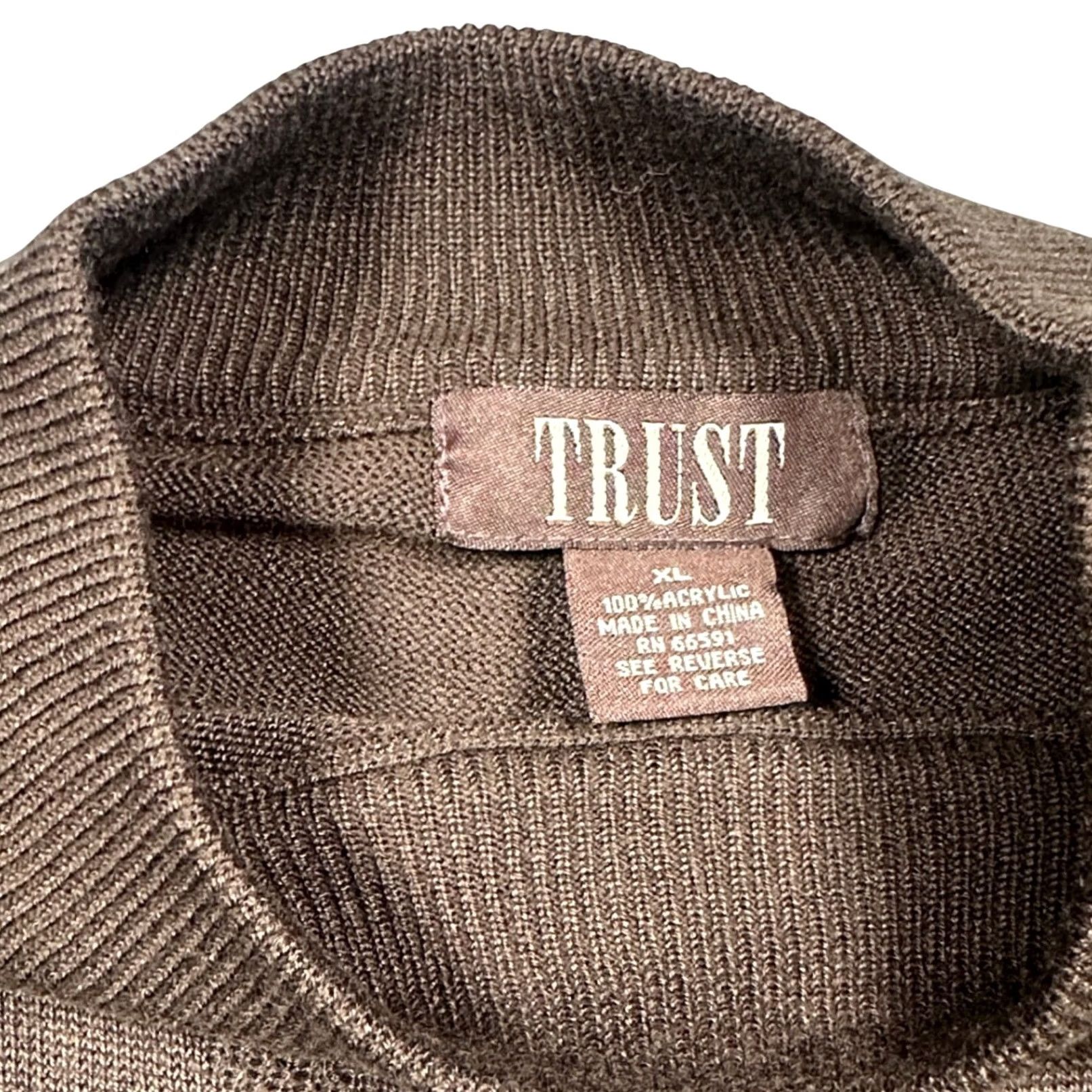 Vintage Trust Mock Neck Sweater Mens XL Brown New Diamond Textured Knit BS066 Size US XL / EU 56 / 4 - 7 Thumbnail
