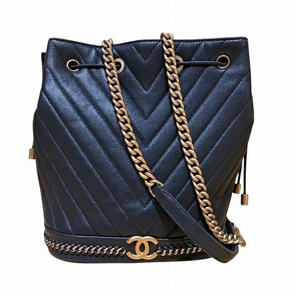Chanel Chanel V Stitch Chain Shoulder Bag Leather Shoulder Bag in Black, Women's
