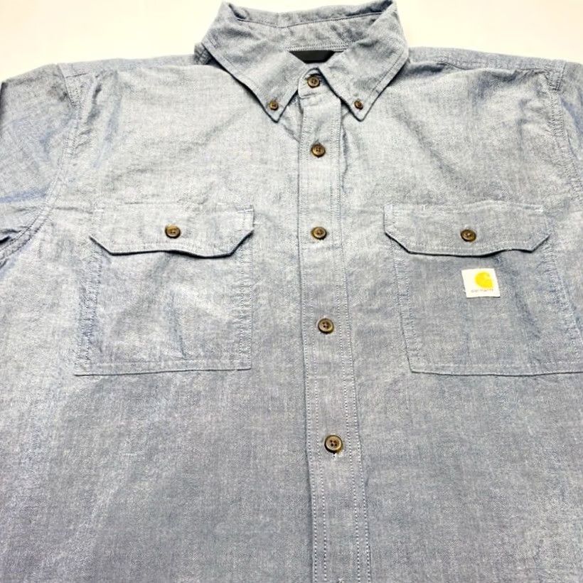 Carhartt Carhartt Shirt Mens XL Blue Chambray Midweight Button-Up Loose Fit Chest Pockets 8034 Size US XL / EU 56 / 4 - 5 Thumbnail