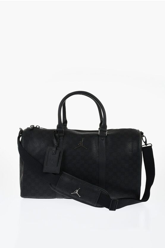 AIR JORDAN Faux Leather Duffle Bag with All-Over Monogram