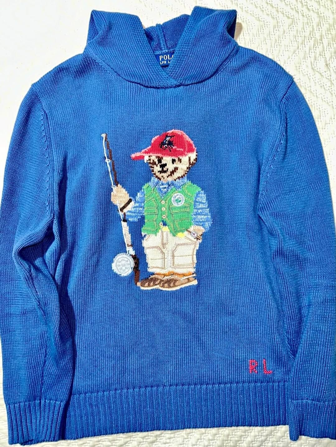 Polo Ralph Lauren × Ralph Lauren RARE Polo bear knit sweater hoodie fisherman Size US L / EU 52-54 / 3 - 1 Thumbnail