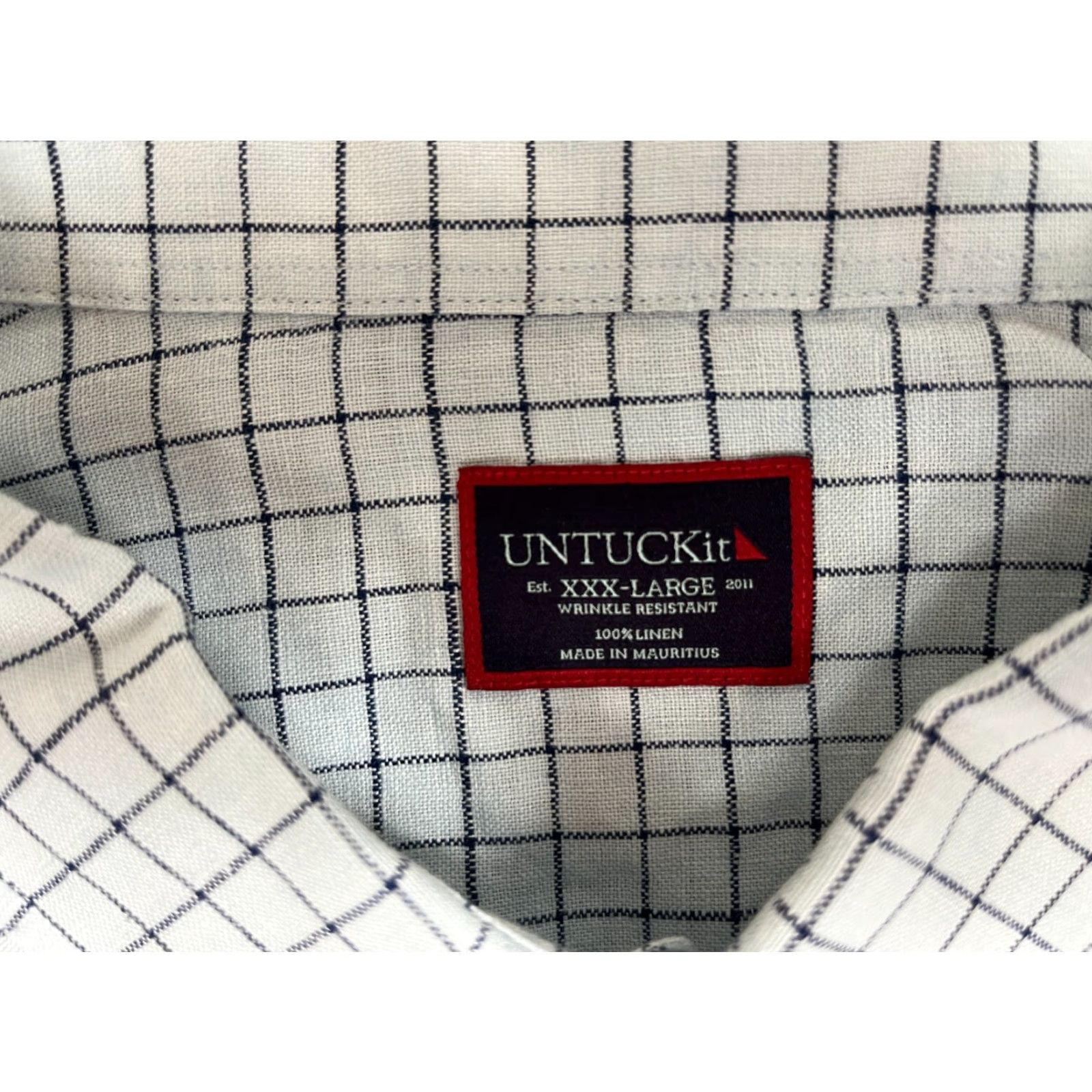 UNTUCKit UNTUCKit Button-Up Shirt Men's 3XL Linen Light Blue Regular Fit Check Wrinkle Resistant Casual Size US XXL / EU 58 / 5 - 6 Thumbnail