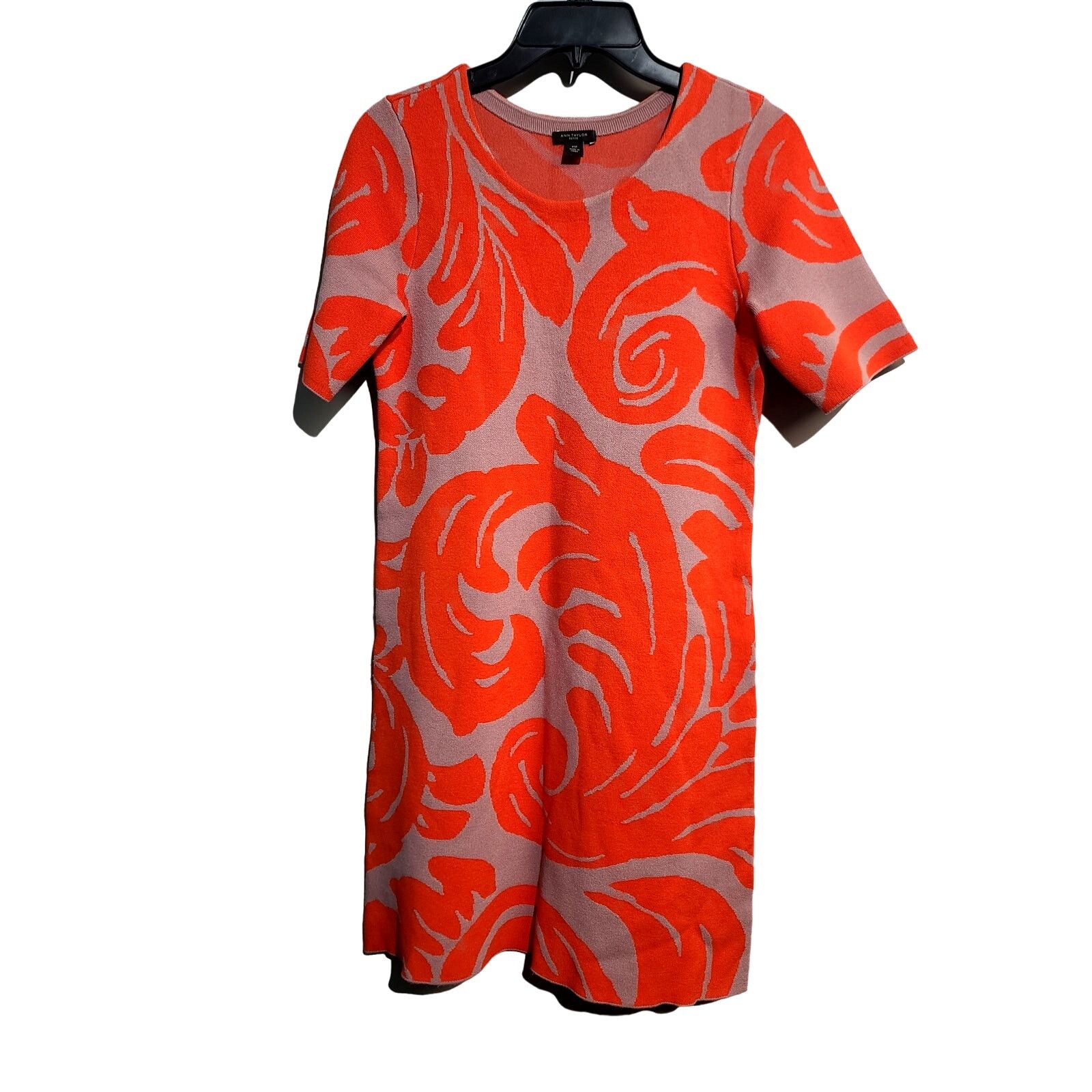 Ann Taylor Ann Taylor Red Fan Leaf Shift Sweater Dress Petite Size XS / US 0-2 / IT 36-38 - 2 Thumbnail