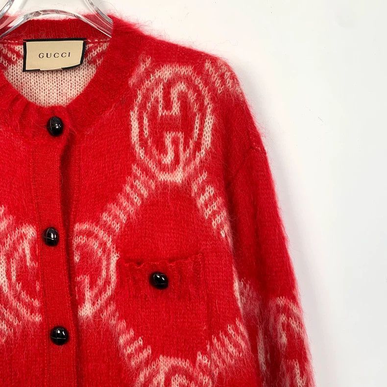 Gucci Gucci Red logo full-printed horsehair knitted long-sleeved Size US XS / EU 42 / 0 - 3 Thumbnail