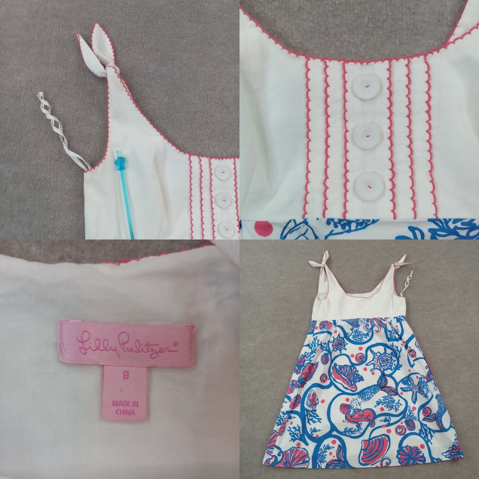 Lilly Pulitzer Lilly Pulitzer Dress Womens Sundress Size 8 Blue White Mermaid Shells Sleeveless Size M / US 6-8 / IT 42-44 - 8 Thumbnail
