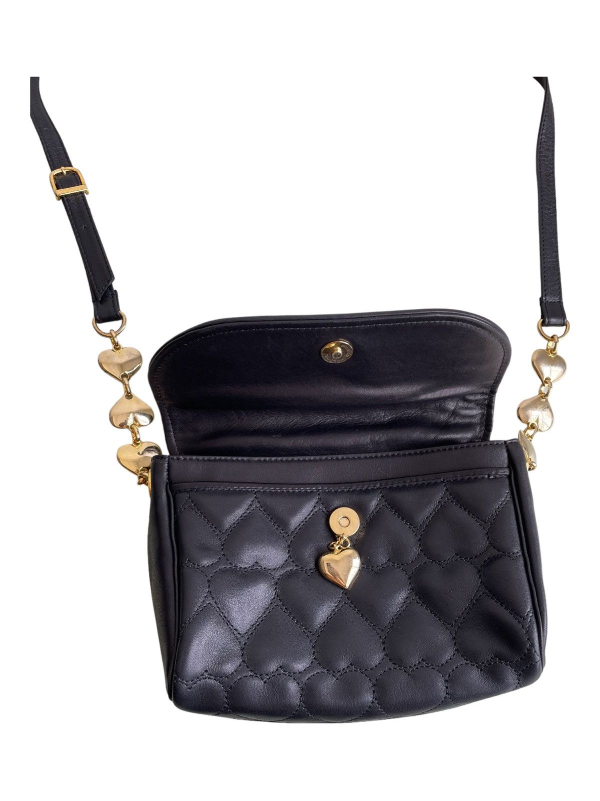 Genuine Leather × Moschino Vintage Moschino Leather Quilted Heart Pattern Shoulder Bag Size ONE SIZE - 8 Thumbnail