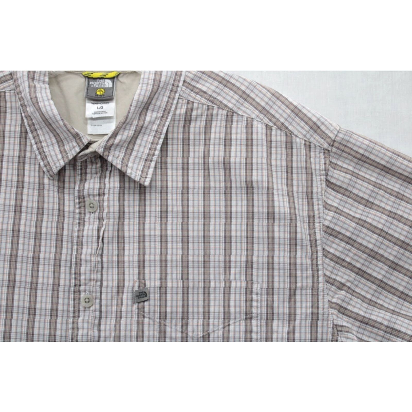 The North Face The North Face A5 Series Men's Shirt Short Sleeve Cotton Plaid Brown Beige Large L Button-Up Casual Body Classic Mens Shirt Size US L / EU 52-54 / 3 - 2 Thumbnail