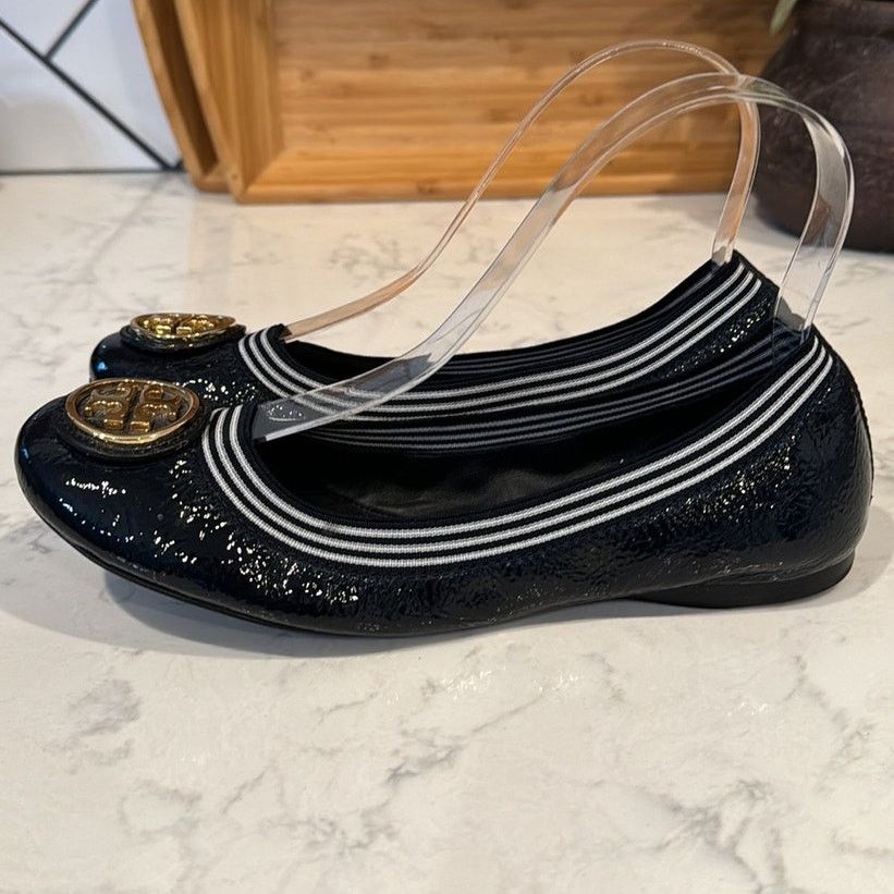 Tory Burch Tory Burch Navy Blue Patent Leather Croline Ballet Flats Size US 6.5 / IT 36.5 - 5 Thumbnail