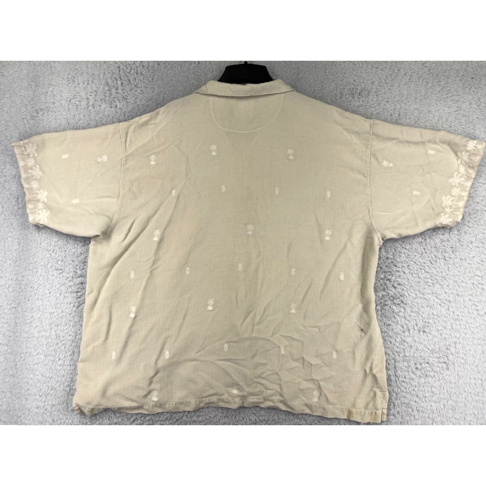 Tommy Bahama VINTAGE: Tommy Bahama Shirt Men 2XL Beige Palm Tree Hawaiian Button Up Camp 100% Silk Size US XXL / EU 58 / 5 - 2 Thumbnail