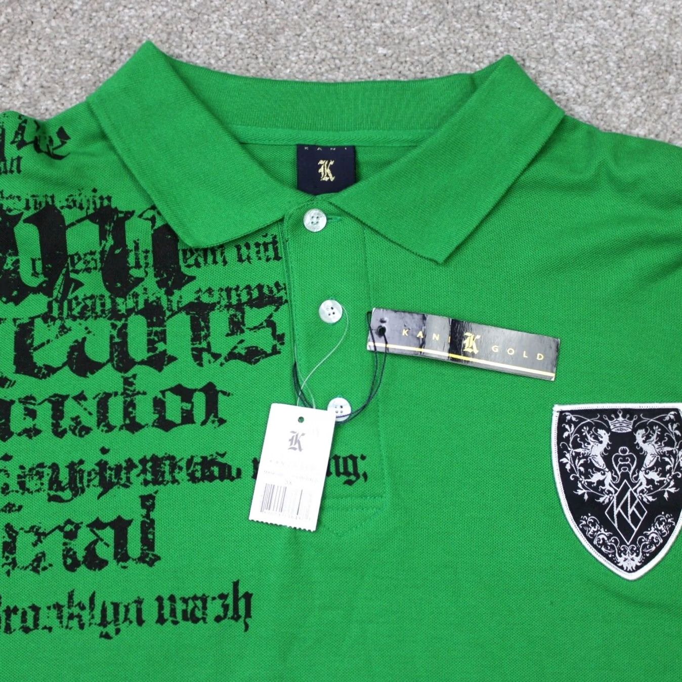 Vintage Kani Gold Polo Shirt Mens 3XL Green Graphic Pique Cotton/Poly Short Sleeve Shirt Polo Size US XXL / EU 58 / 5 - 4 Thumbnail