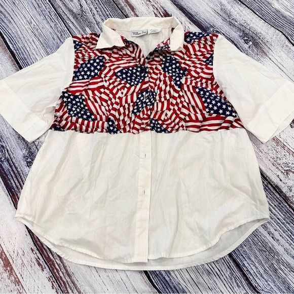 Vintage Vintage Willow Bay Patriotic Flag Wide Sleeve Button Down Sh Size XL / US 12-14 / IT 48-50 - 1 Thumbnail